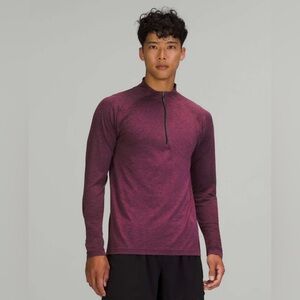Lululemon Men’s Vent Tech 1/2 Zip 2.0 in Rainforest Green / Pink Lychee